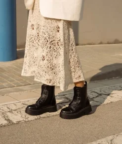Clearance Bosanova Botas militares negras con cremallera y plataforma