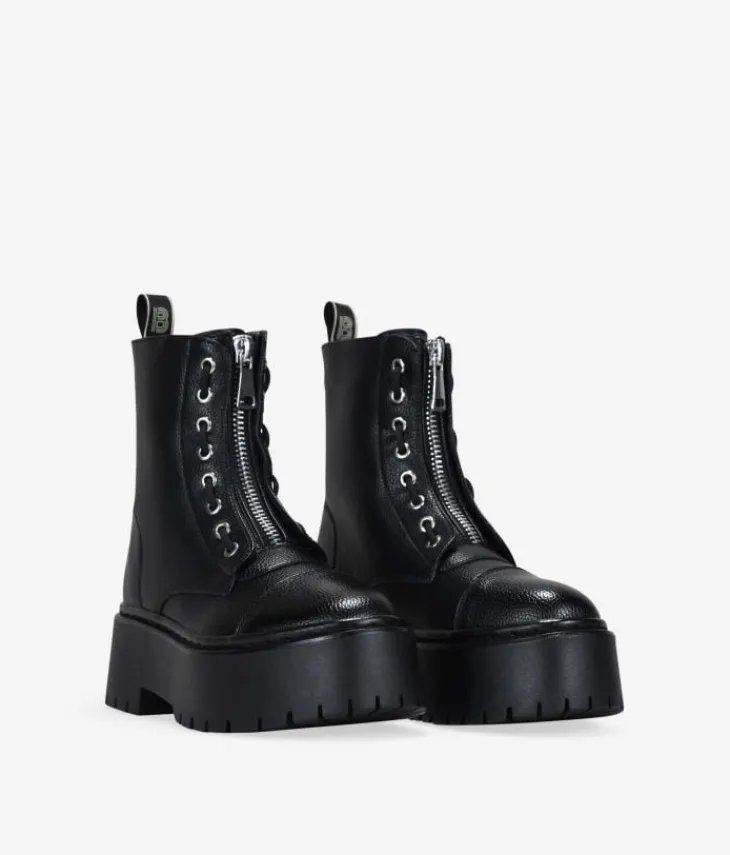 Clearance Bosanova Botas militares negras con cremallera central