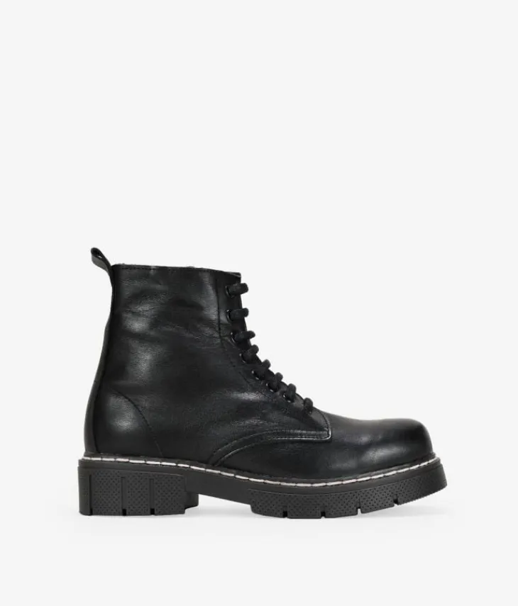 Best Bosanova Botas militares negras de piel con cordones