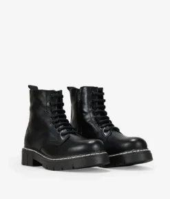 Best Bosanova Botas militares negras de piel con cordones