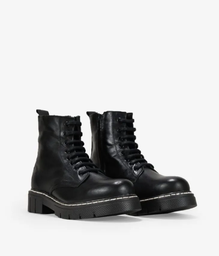 Best Bosanova Botas militares negras de piel con cordones