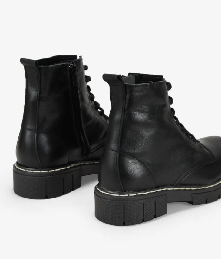 Best Bosanova Botas militares negras de piel con cordones