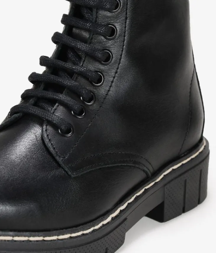 Best Bosanova Botas militares negras de piel con cordones