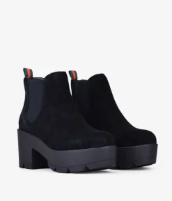 Discount Bosanova Botines chelsea en piel negros con tacón y plataforma