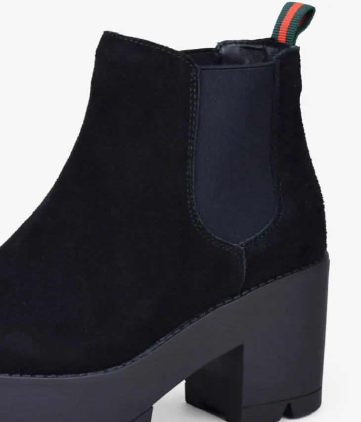 Discount Bosanova Botines chelsea en piel negros con tacón y plataforma