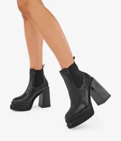 New Bosanova Botines chelsea negros con tacón maxi