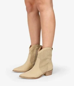 Clearance Bosanova Botines cowboy beige con calados