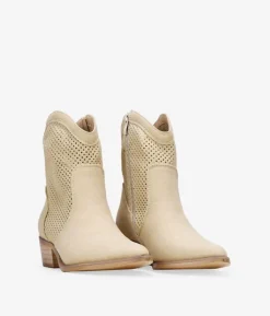 Clearance Bosanova Botines cowboy beige con calados