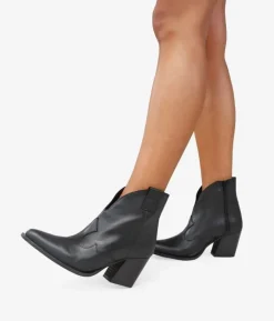 Outlet Bosanova Botines cowboy de piel negros con tacón