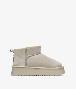 Sale Bosanova Botines de invierno taupe en piel con plataforma
