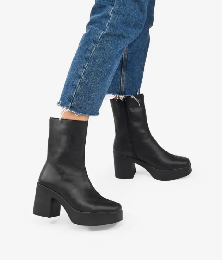 Clearance Bosanova Botines de piel negros con tacón