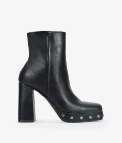 Discount Bosanova Botines de tacón negros con punta cuadrada y tachas