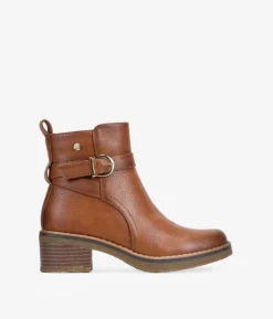 New Bosanova Botines marrones con hebilla y cremallera