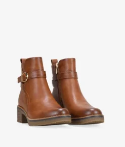 New Bosanova Botines marrones con hebilla y cremallera