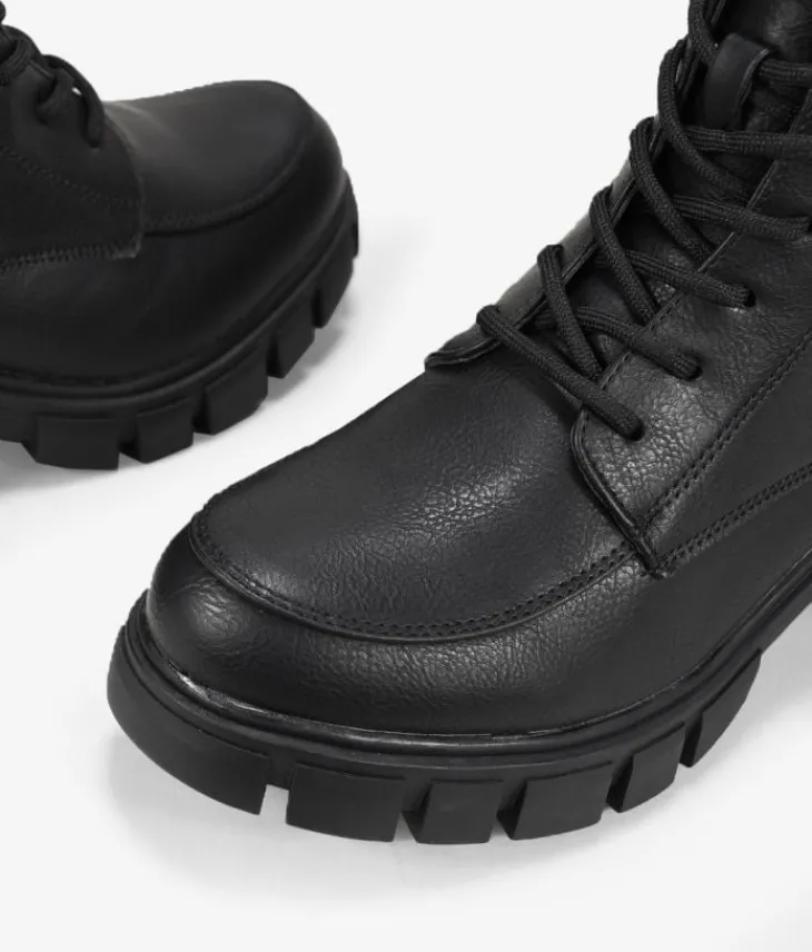Discount Bosanova Botines militares negros con hebill y suela track
