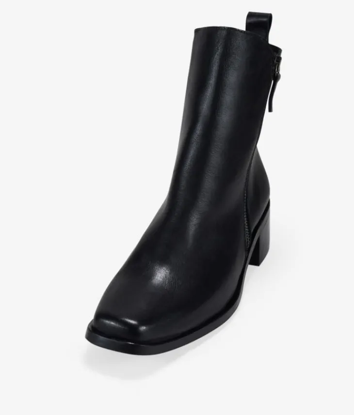 Best Bosanova Botines negros en piel con tacón y cremallera