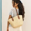 Clearance Bosanova Capazo beige en rafia con cremallera