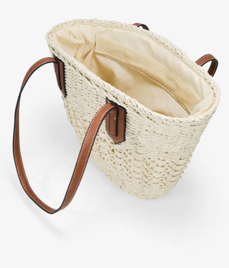 Clearance Bosanova Capazo beige en rafia con cremallera