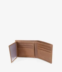 Fashion Bosanova Cartera americana piel marrón con costuras sin portamonedas