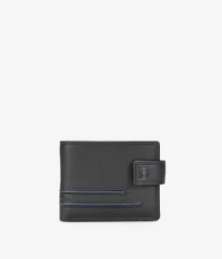 Sale Bosanova Cartera americana piel negra con solapa y portamonedas