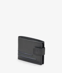 Sale Bosanova Cartera americana piel negra con solapa y portamonedas