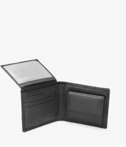 Clearance Bosanova Cartera americana piel negra con costuras y portamonedas