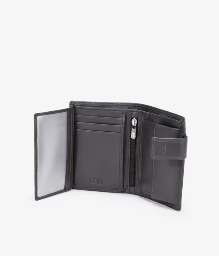 Fashion Bosanova Cartera marrón en piel con solapa y portamonedas