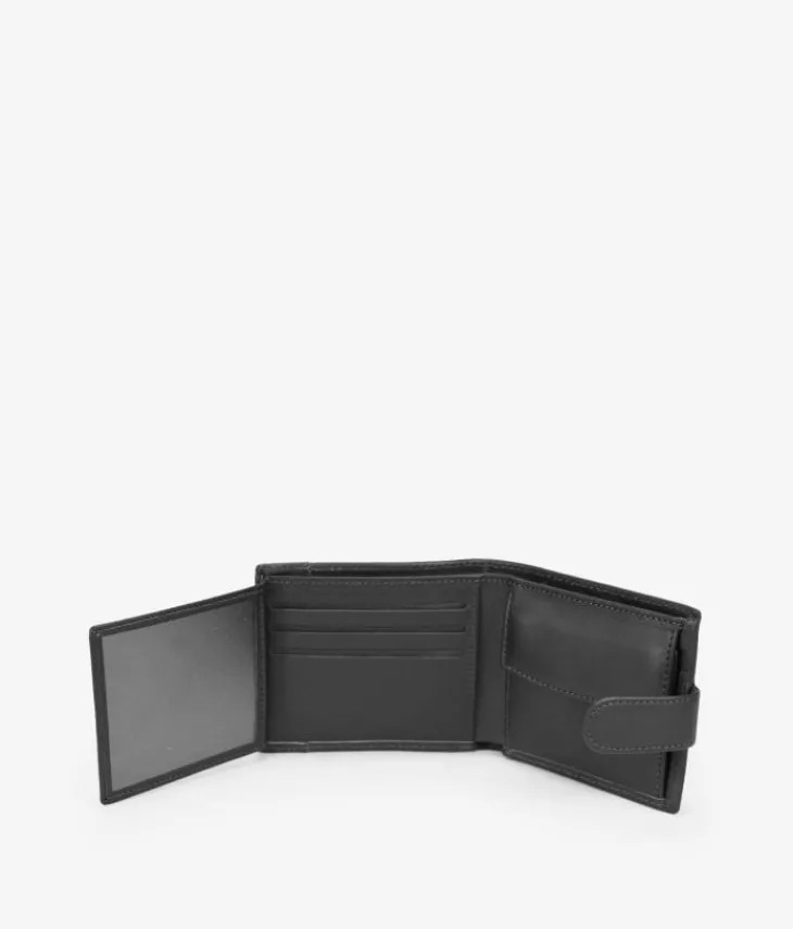 Best Bosanova Cartera piel negra con portamonedas y solapa