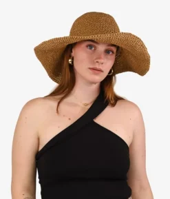 Fashion Bosanova Gorro blando marrón en rafia
