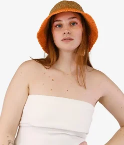 Outlet Bosanova Gorro blando naranja en rafia