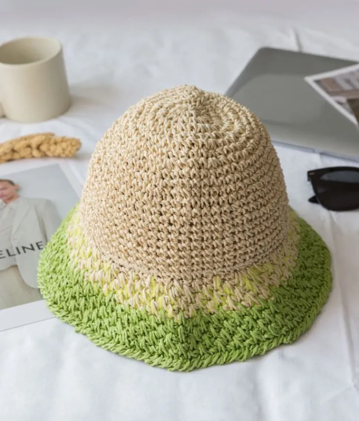 Hot Bosanova Gorro blando verde en rafia
