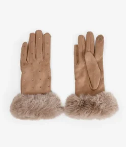 Outlet Bosanova Guantes marrones táctiles con brillantes
