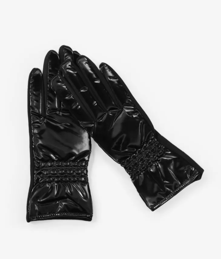 Outlet Bosanova Guantes negros brillantes acolchados