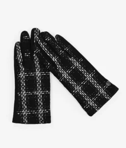 Best Bosanova Guantes negros estampado tweed