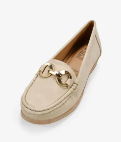 Discount Bosanova Mocasines de cuña beige con detalle metálico