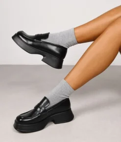 Fashion Bosanova Mocasines de plataforma negros con puntera cuadrada