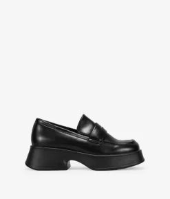 Fashion Bosanova Mocasines de plataforma negros con puntera cuadrada