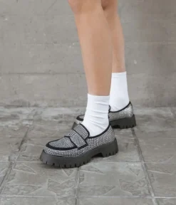 Fashion Bosanova Mocasines negros brillantes y plataforma