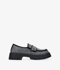 Fashion Bosanova Mocasines negros brillantes y plataforma
