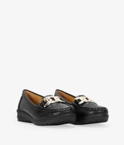 Sale Bosanova Mocasines negros con cadena de eslabones en plata
