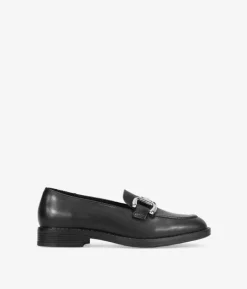 Sale Bosanova Mocasines planos negros en piel con detalle metálico