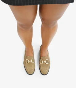 Best Bosanova Mocasines planos taupe en piel con detalle metálico