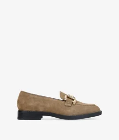 Best Bosanova Mocasines planos taupe en piel con detalle metálico