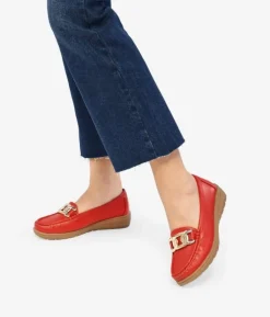 Online Bosanova Mocasines rojos con cadena de eslabones en plata