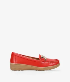 Online Bosanova Mocasines rojos con cadena de eslabones en plata