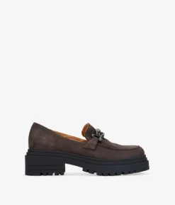Online Bosanova Mocasines taupe en serraje piel con cadena