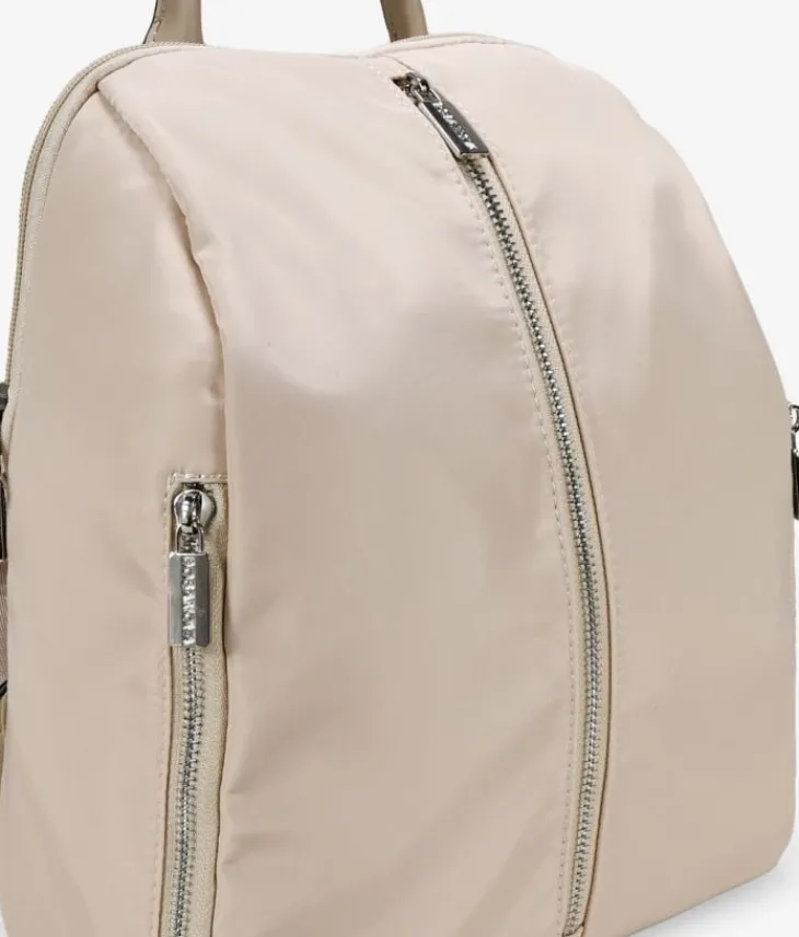 Fashion Bosanova Mochila beige en nylon con cremalleras