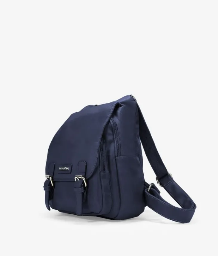 Discount Bosanova Mochila casual azul con solapa y hebillas