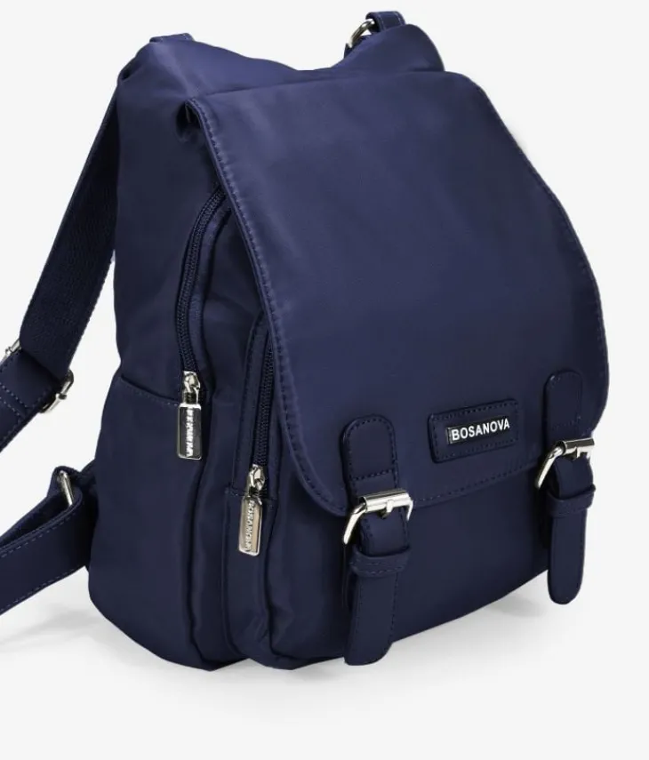 Discount Bosanova Mochila casual azul con solapa y hebillas