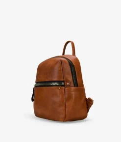 Sale Bosanova Mochila cuero con cremalleras metálicas grandes